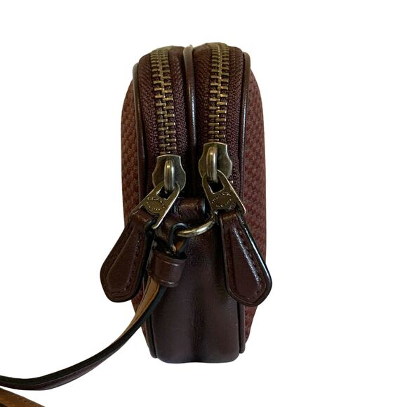 COACH LEGACY Jacquard/Leather Oxblood Burgundy Pouch Crossbody - Picture 5 of 12